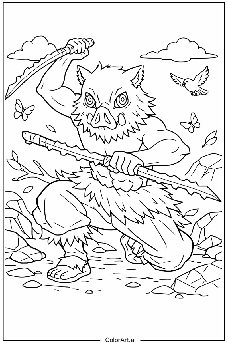 Inosuke hashibira Demon slayer Scene 2