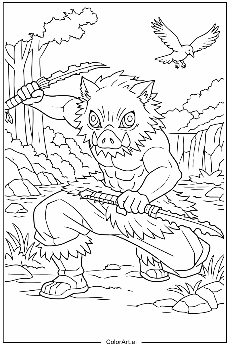 Inosuke hashibira Demon slayer Scene 3