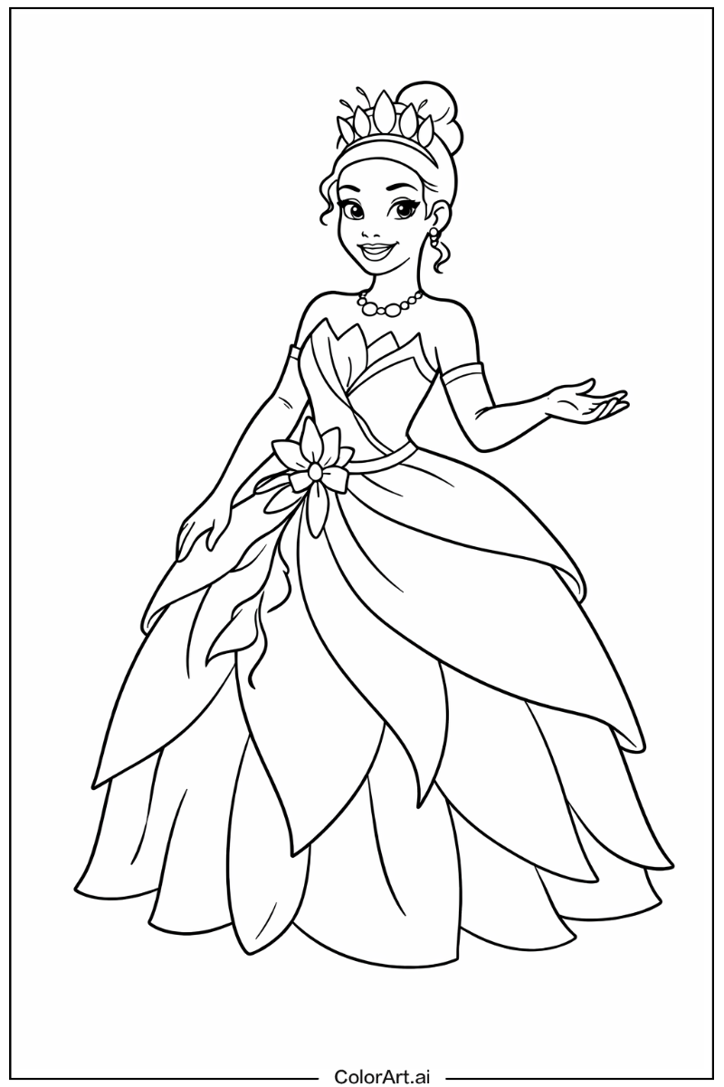 Disney princess with Tiana green dress Theme