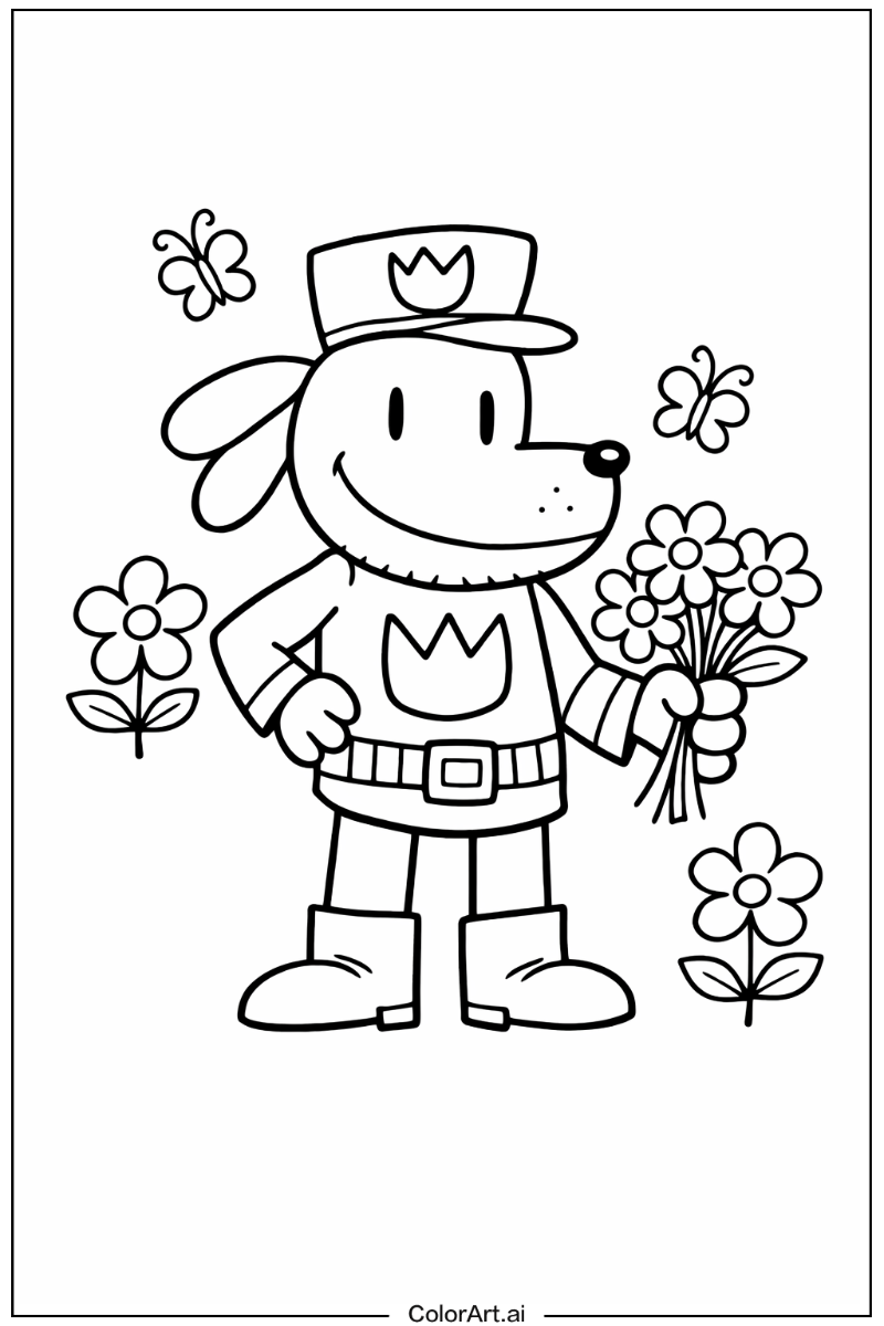 dog man with Flowers 1