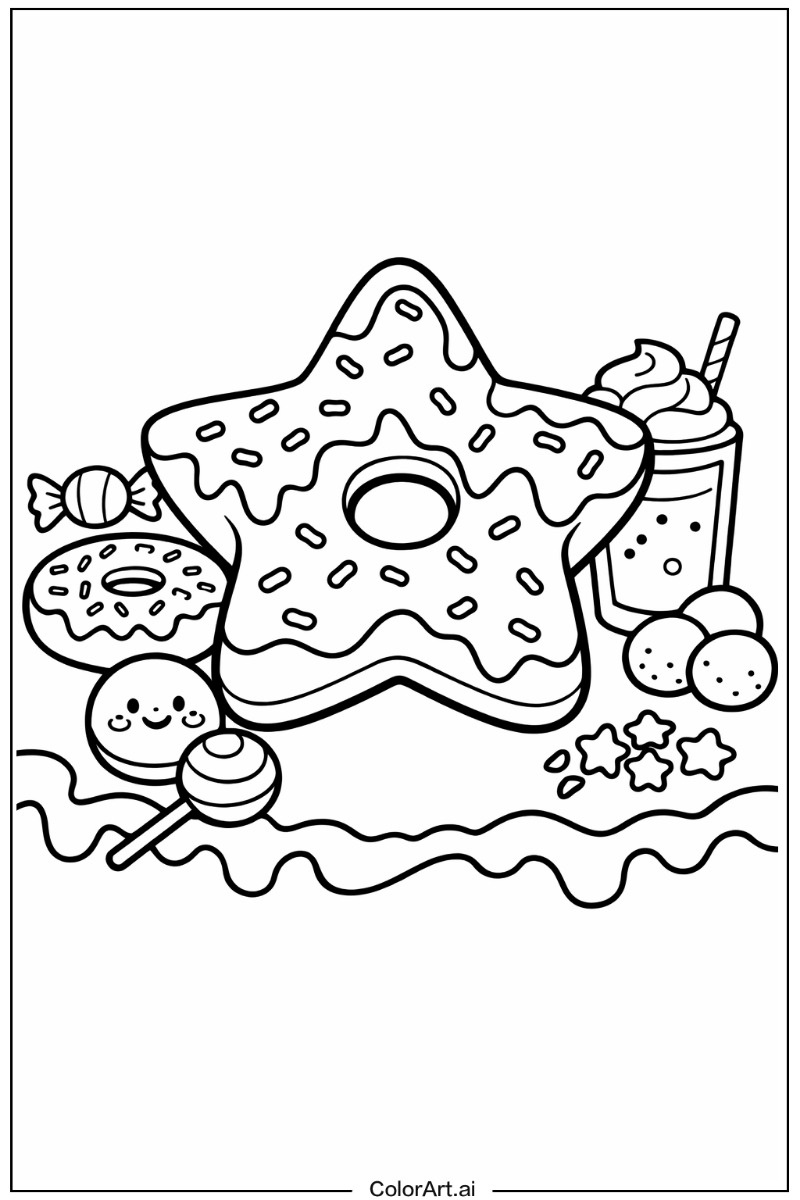 Donut with Star shaped donut Theme