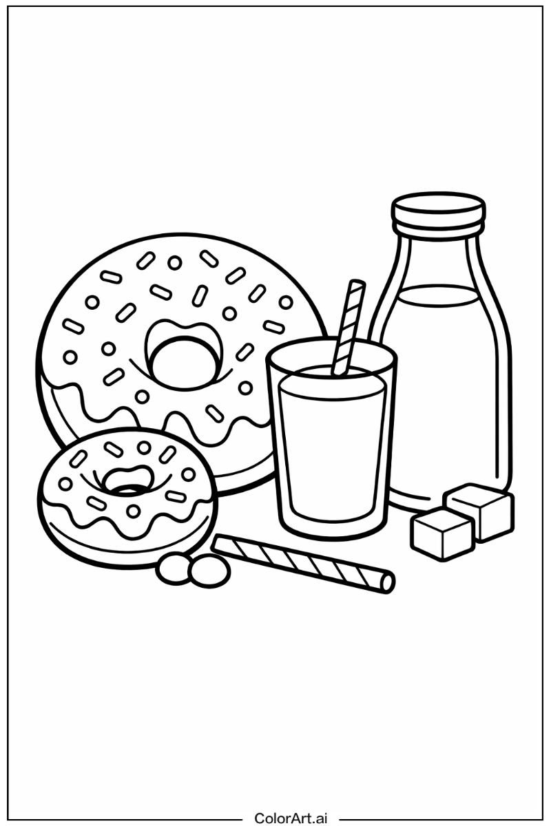 Donut with Donut and milk Theme