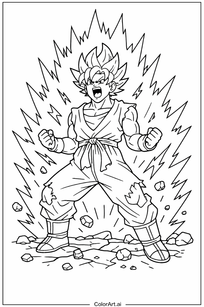 Powering up Dragon ball z goku Scene