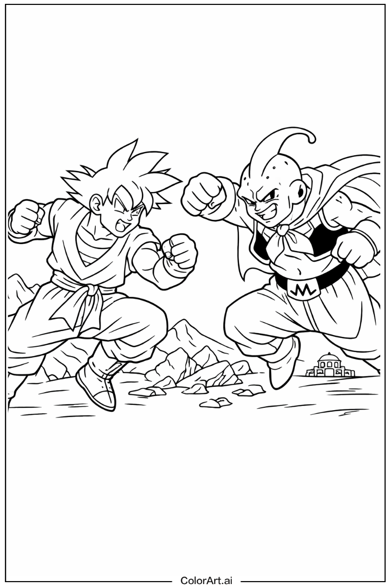 Goku vs majin buu Dragon ball z goku Design