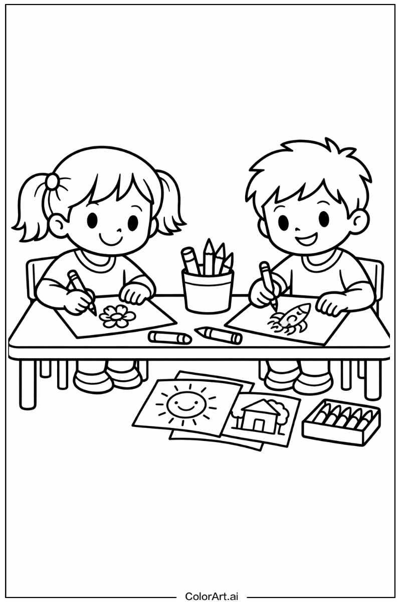 Children drawing Drawing Scene