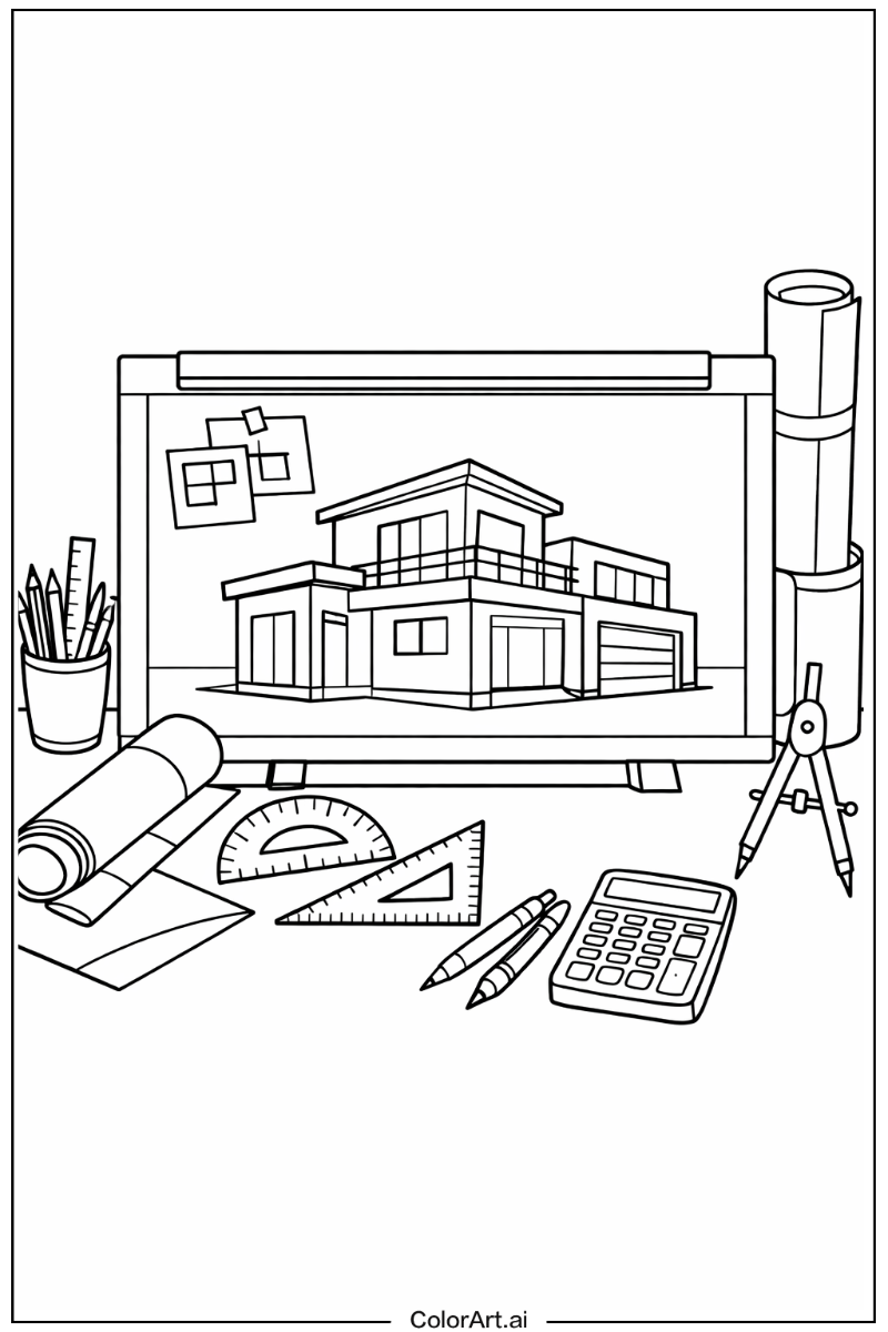 Drawing with Architectural drawing Theme