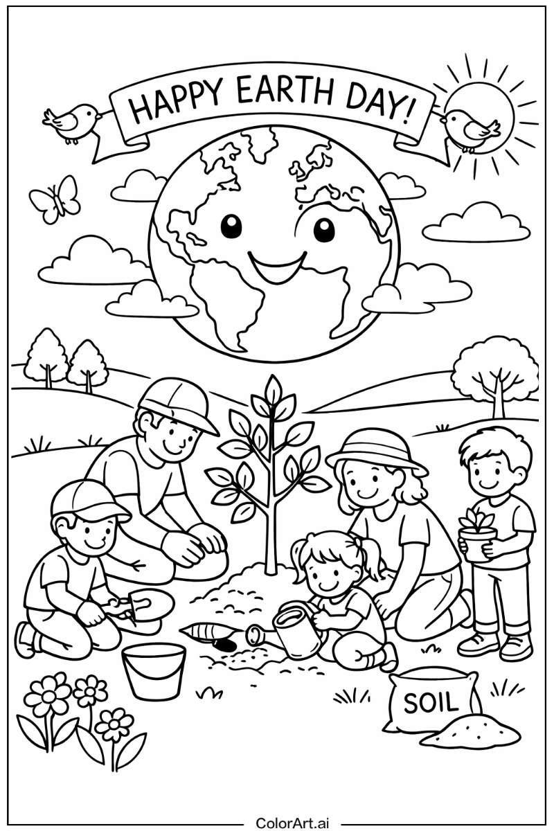 Tree planting Earth day Design