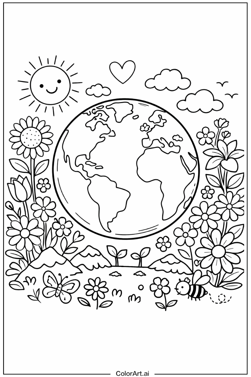 Earth day with Flowers Theme