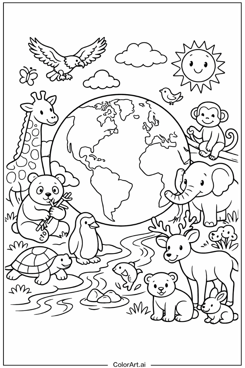 Animals Earth day Scene