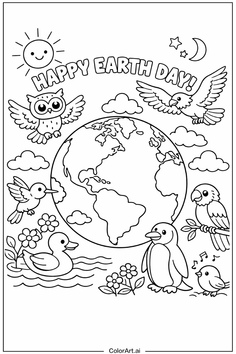Earth day with Birds Theme