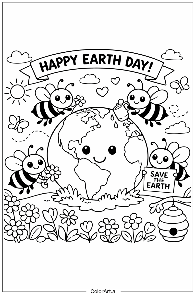 Bees Earth day Design