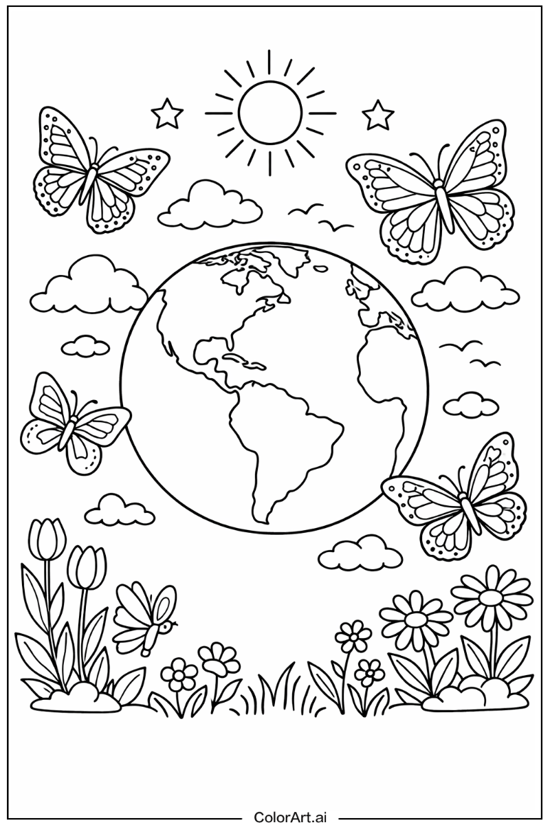 Butterflies Earth day Scene