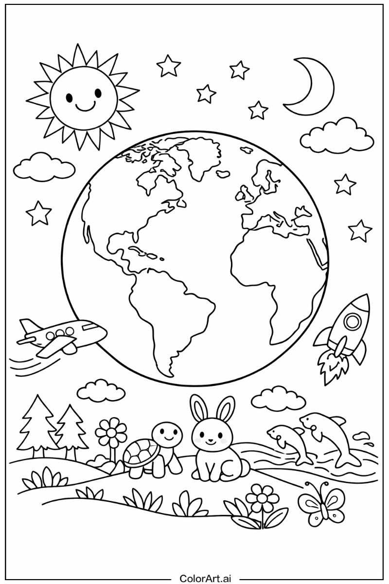 Earth day with Blue planet Theme