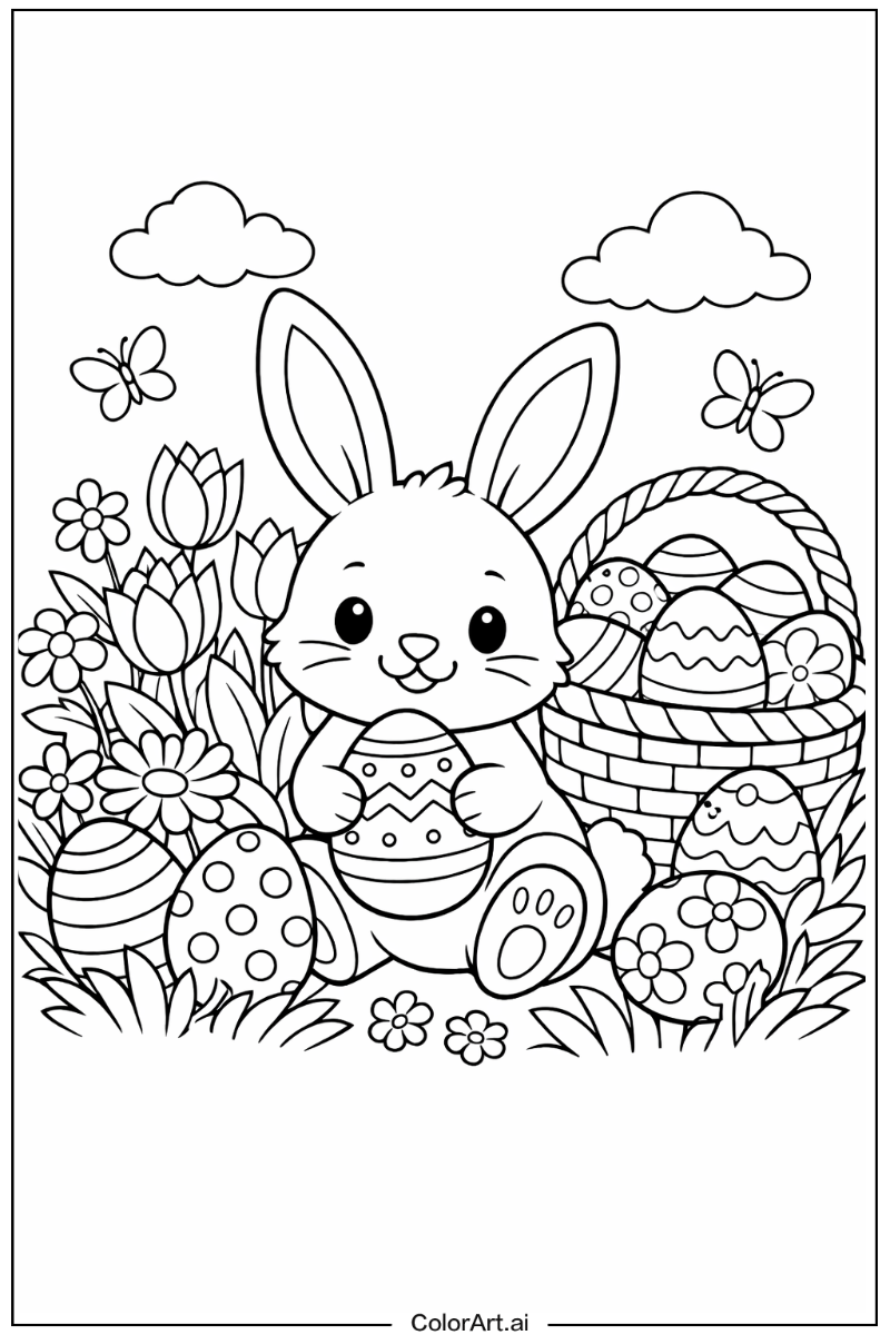 Easter bunny with Flowers Theme