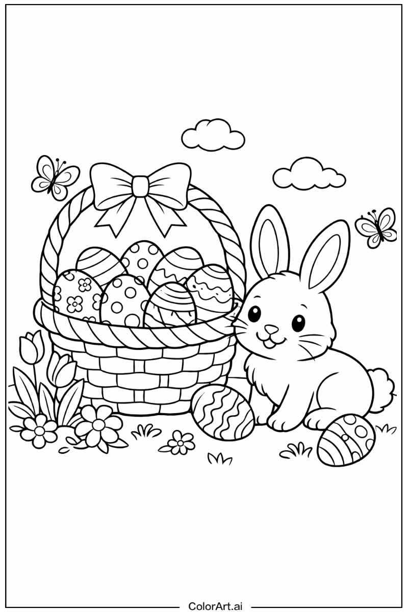 Egg basket Easter bunny Scene