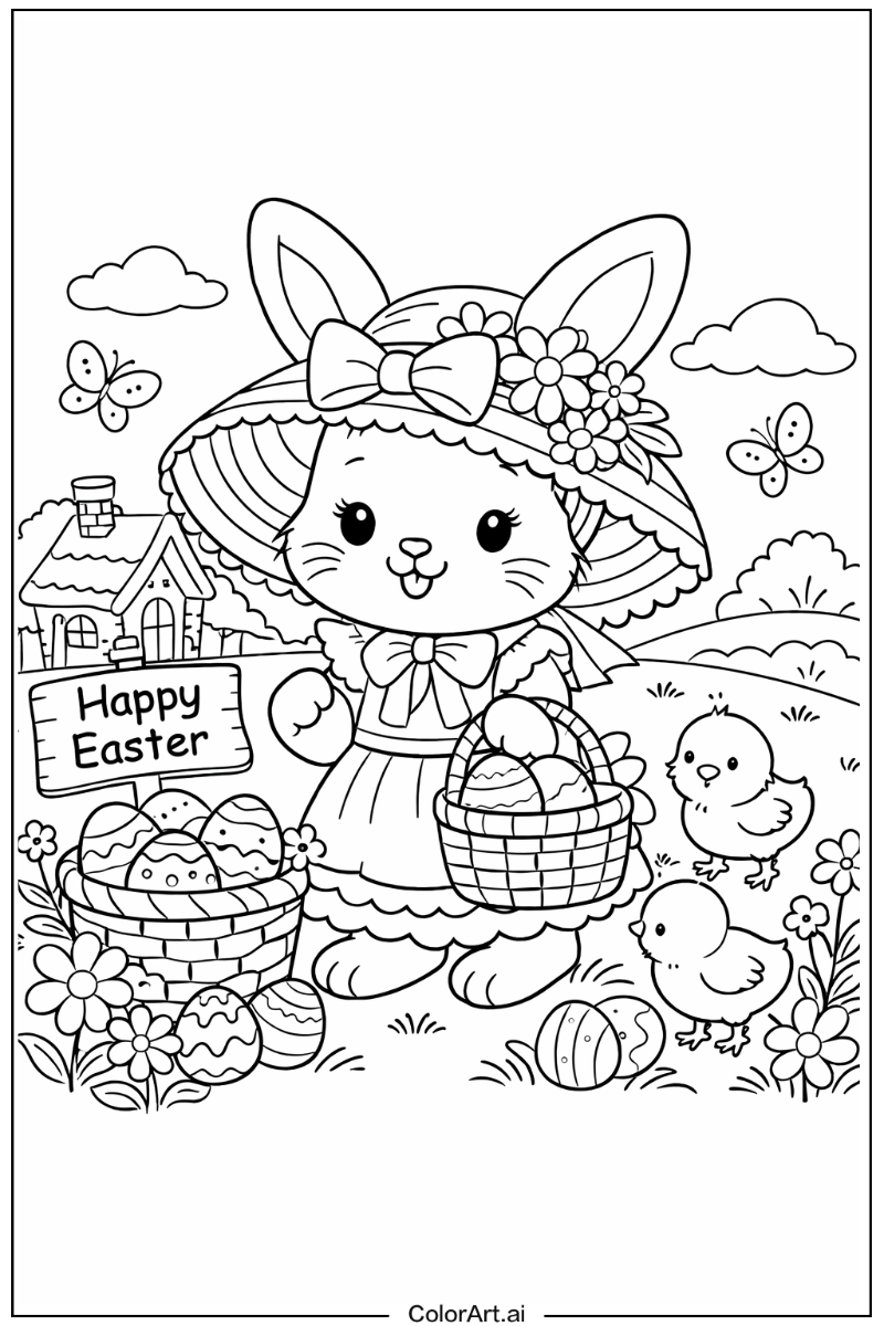 Easter bunny with Bonnet Theme 2