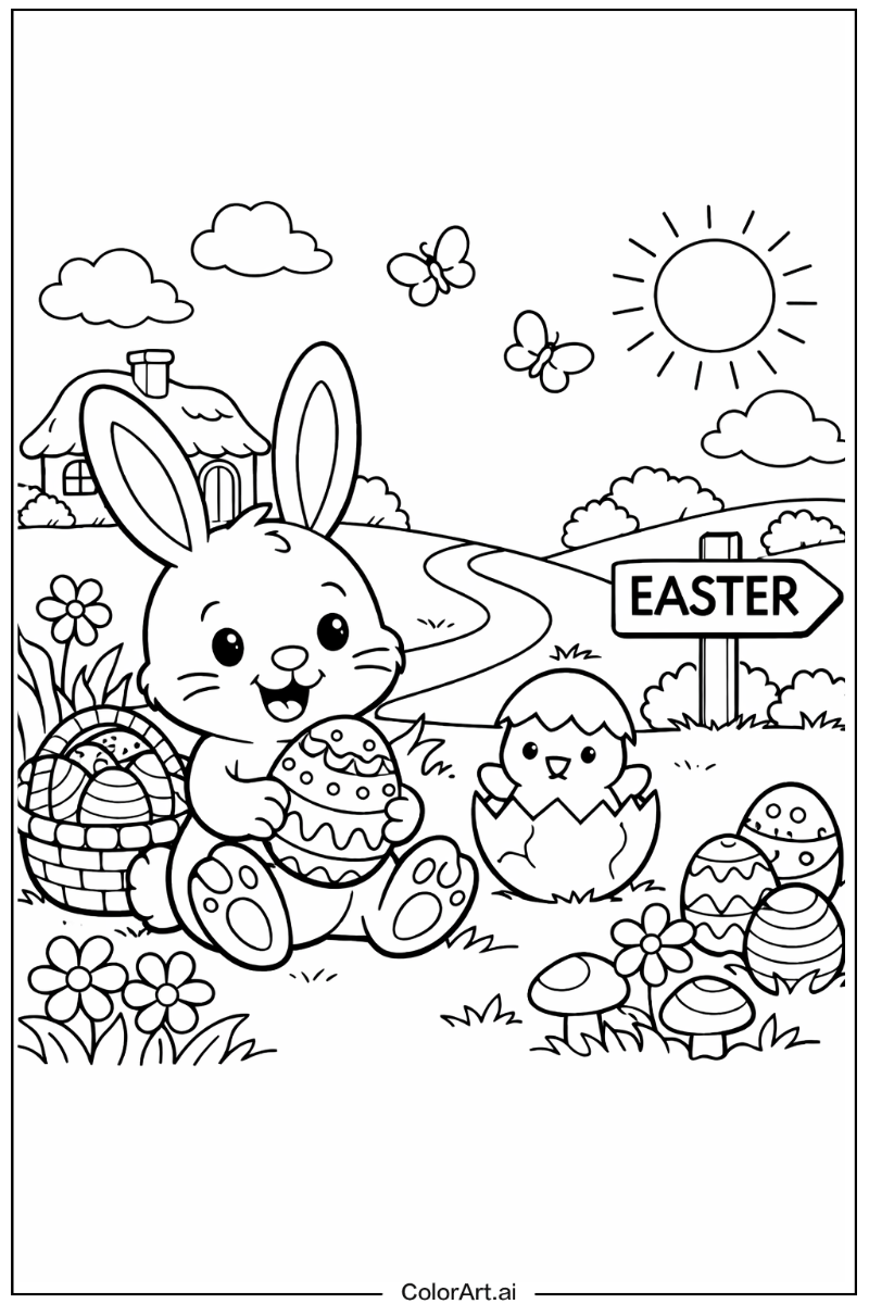 Easter bunny with Cartoon bunny Theme 2