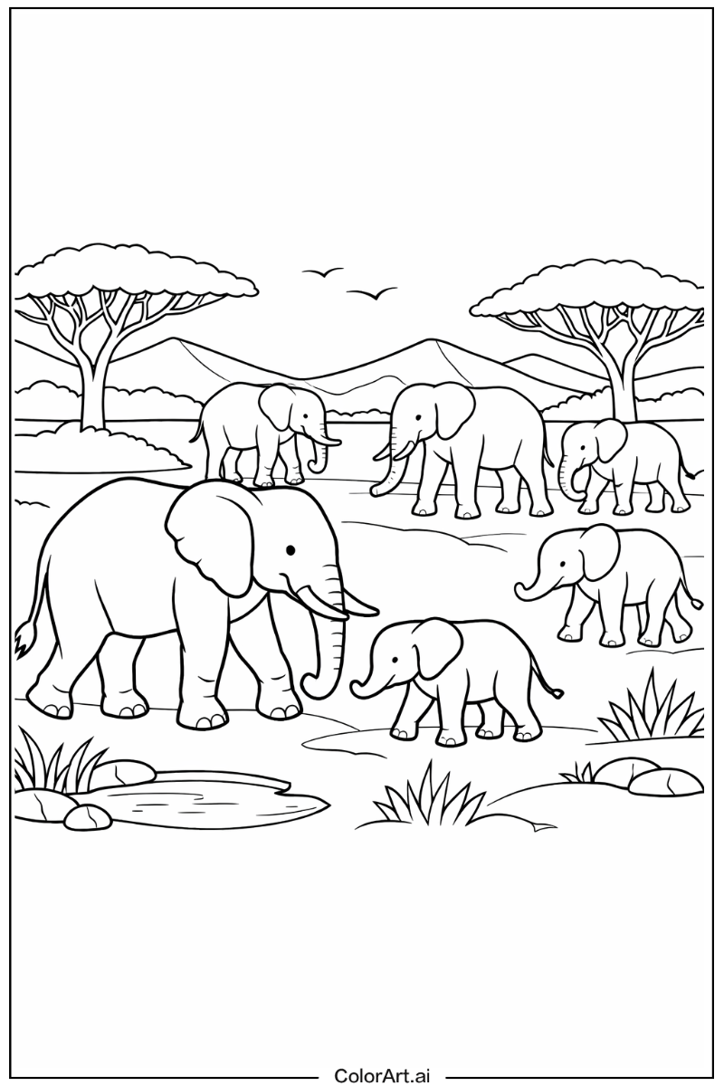 Herd Elephant Scene