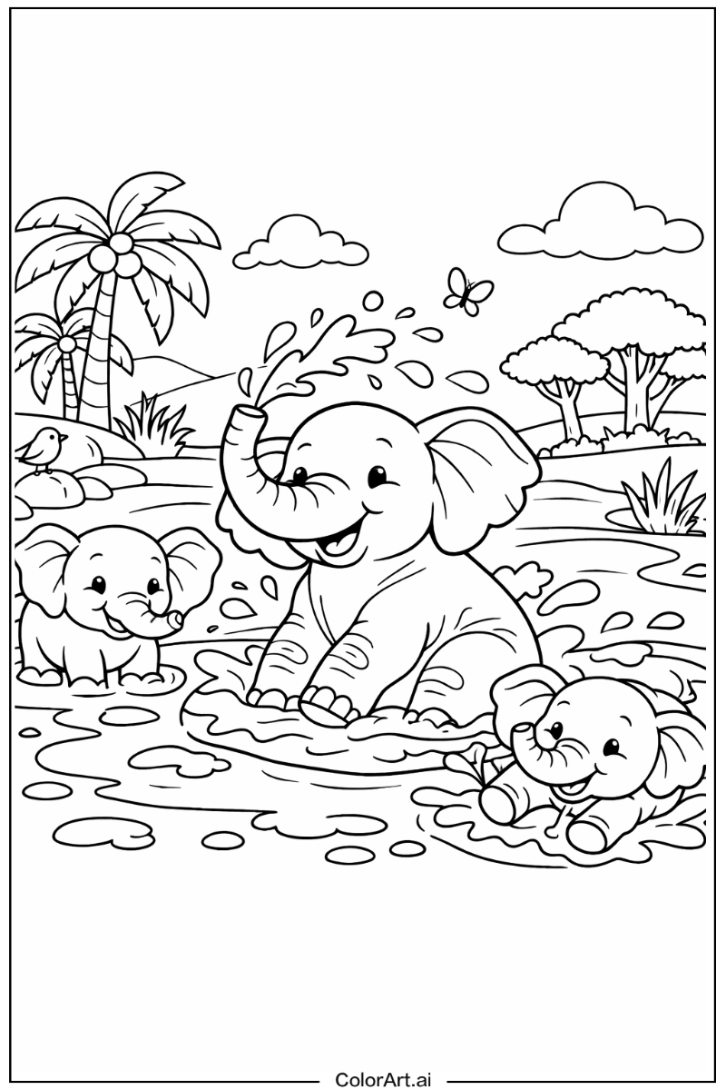 Mud bath Elephant Design