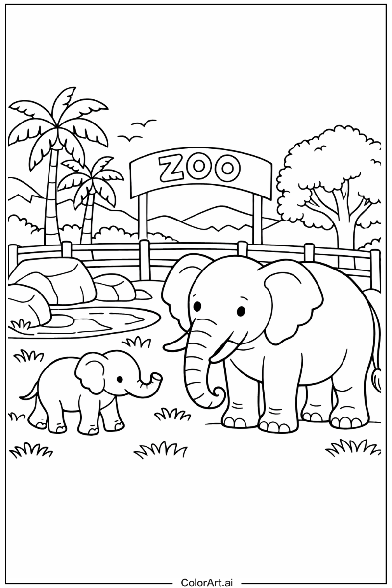 Zoo Elephant Scene