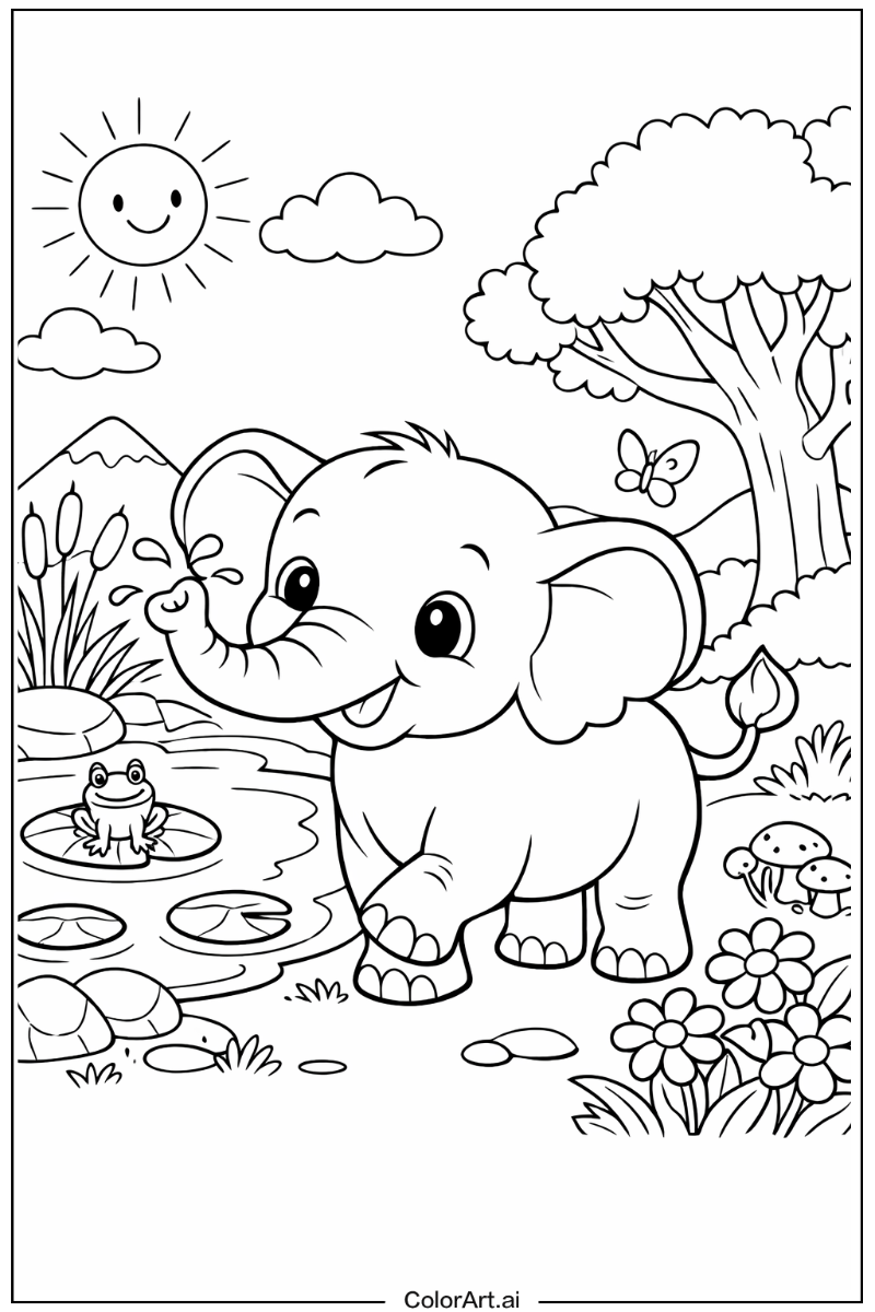 Cartoon elephant Elephant Scene
