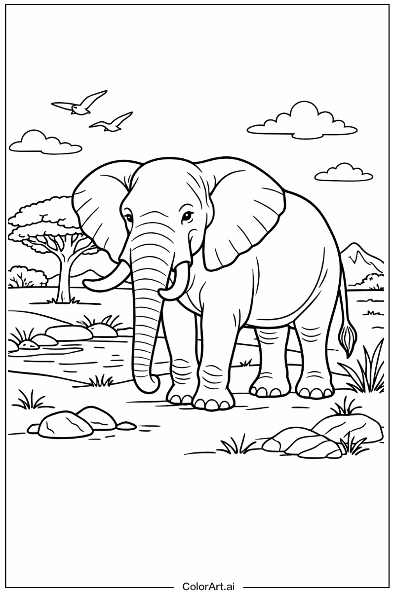 Elephant with African elephant Theme 2