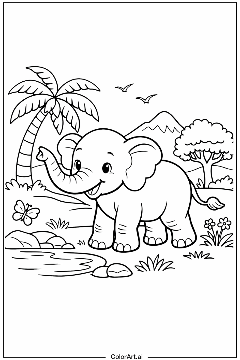 Elephant with Calf Theme 2