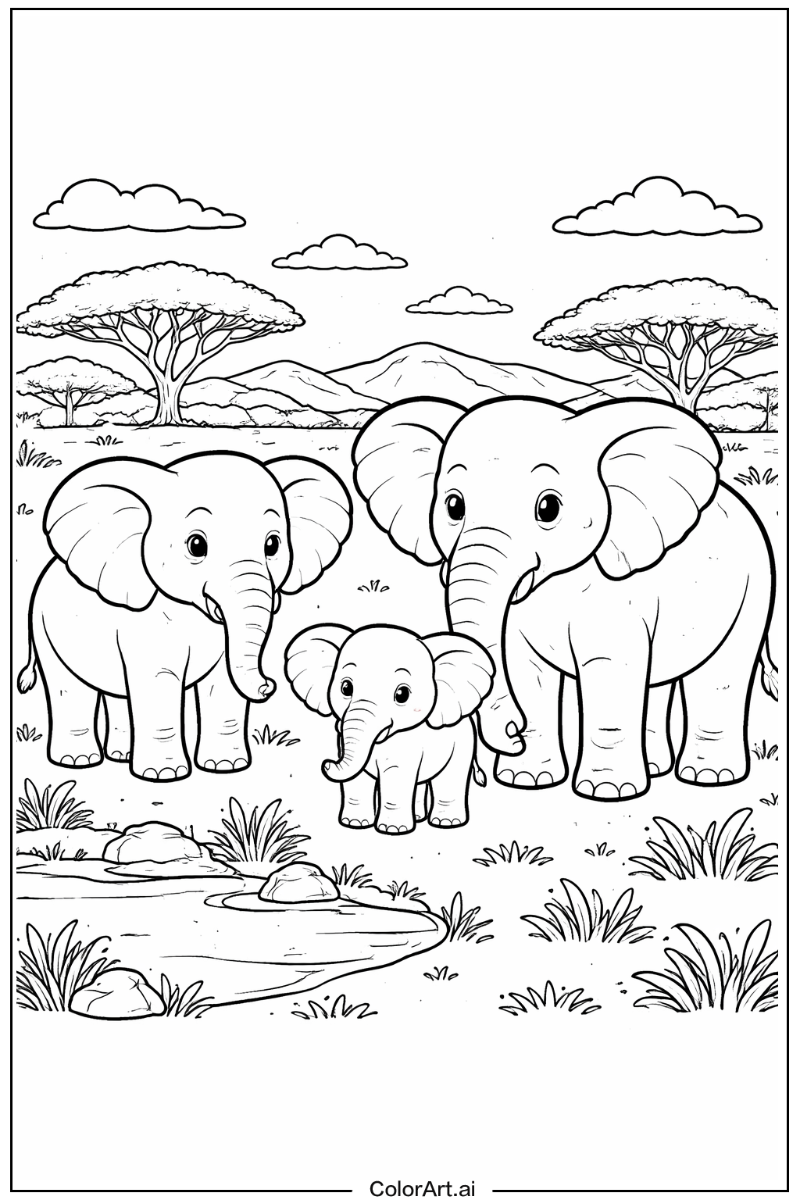 Elephant with Savanna Theme 2