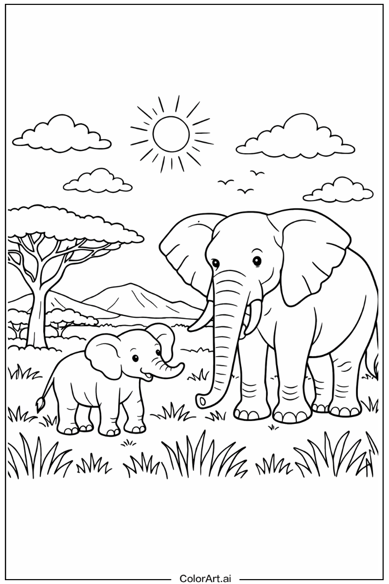 Grassland Elephant Scene 2