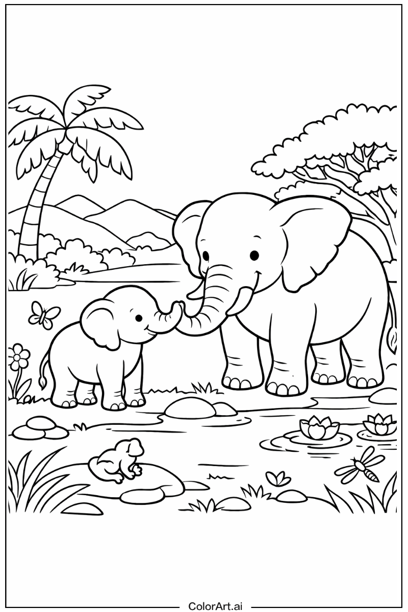 Ivory Elephant Scene