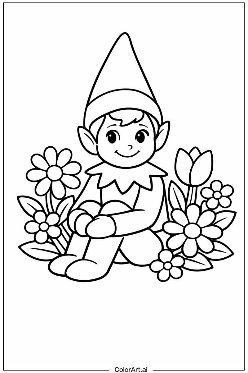 elf on the shelf with Flowers 2