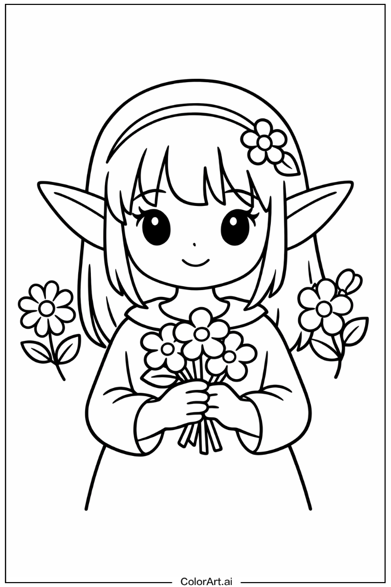 Elf with Flowers 2