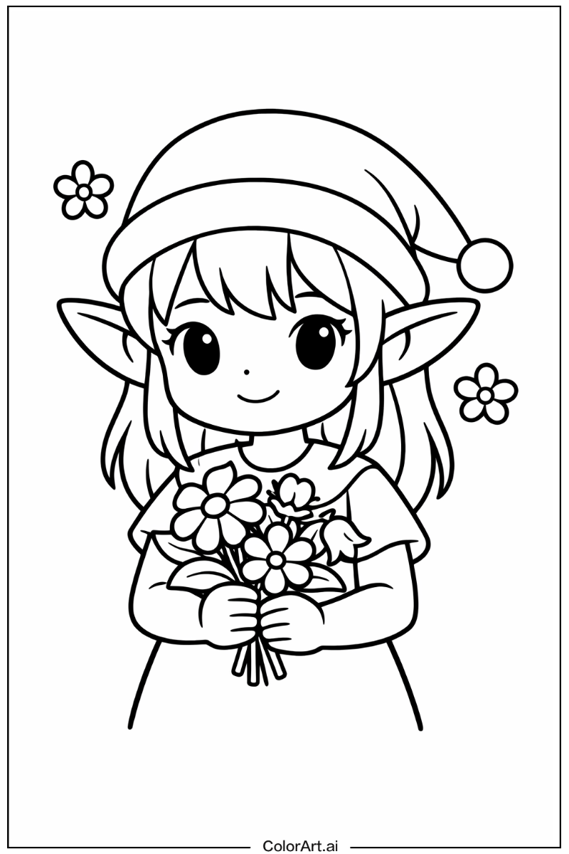 Elf with Flowers 1