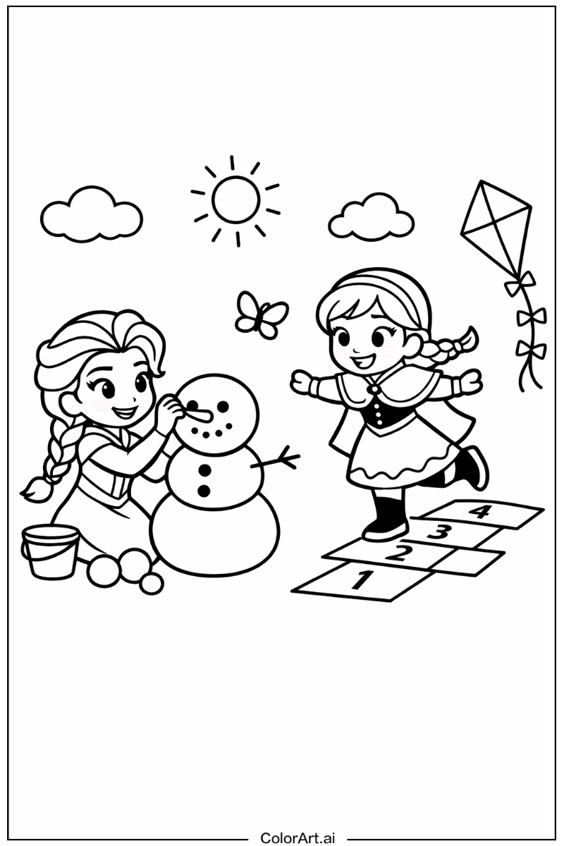 elsa and anna Playing Outside 5