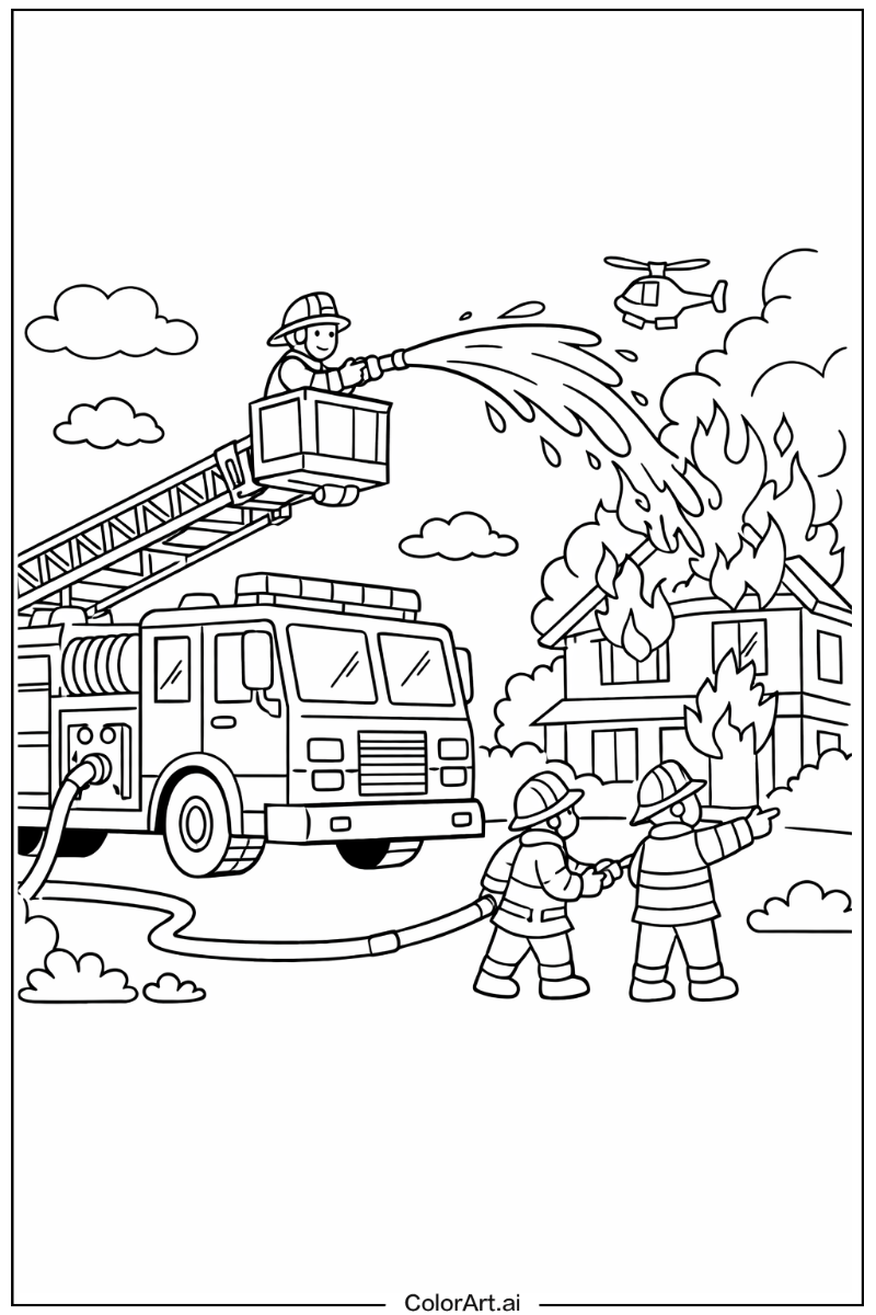 Fire truck with Spraying water Theme