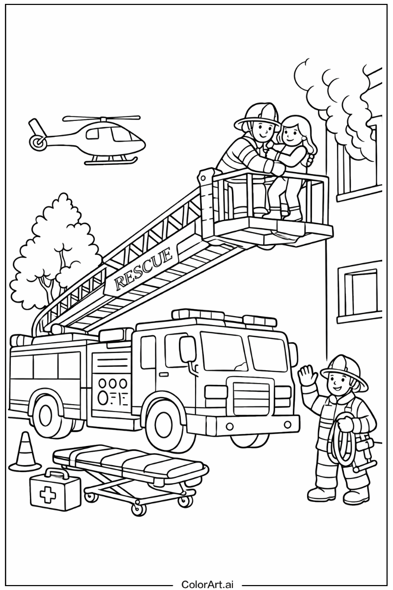 Rescue mode Fire truck Scene