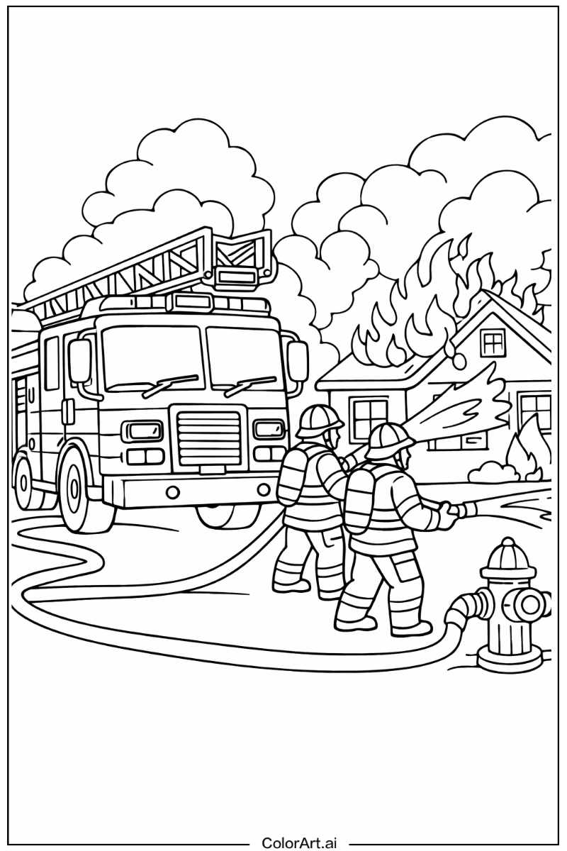 Smoky scene Fire truck Design
