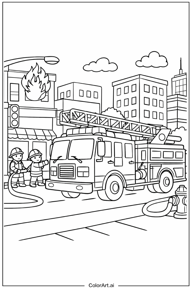 City street Fire truck Scene