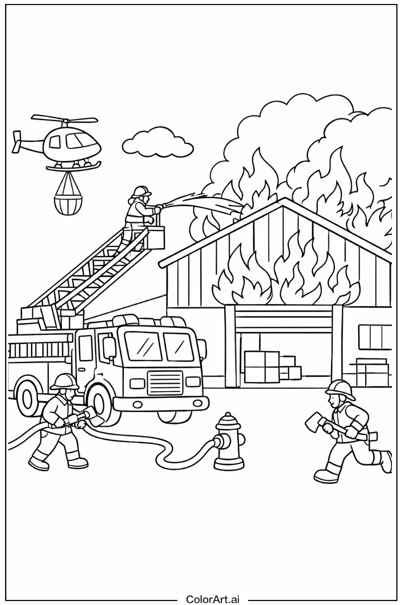 Warehouse fire Fire truck Scene