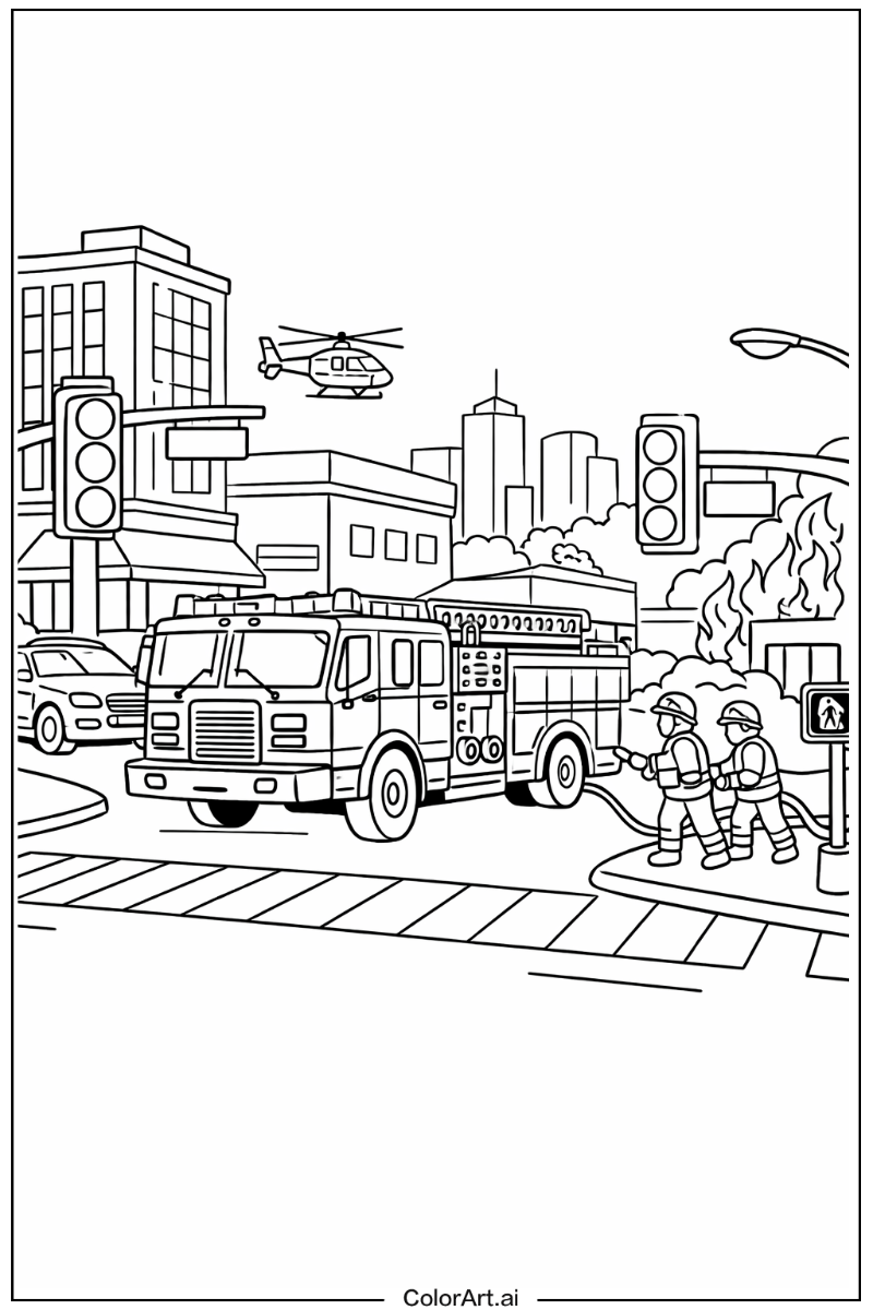 Traffic intersection Fire truck Scene