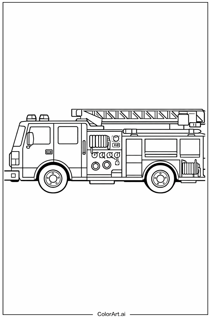 Side view Fire truck Scene