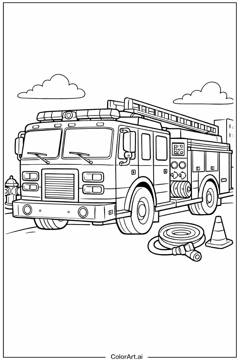Fire truck with Three-quarter angle Theme