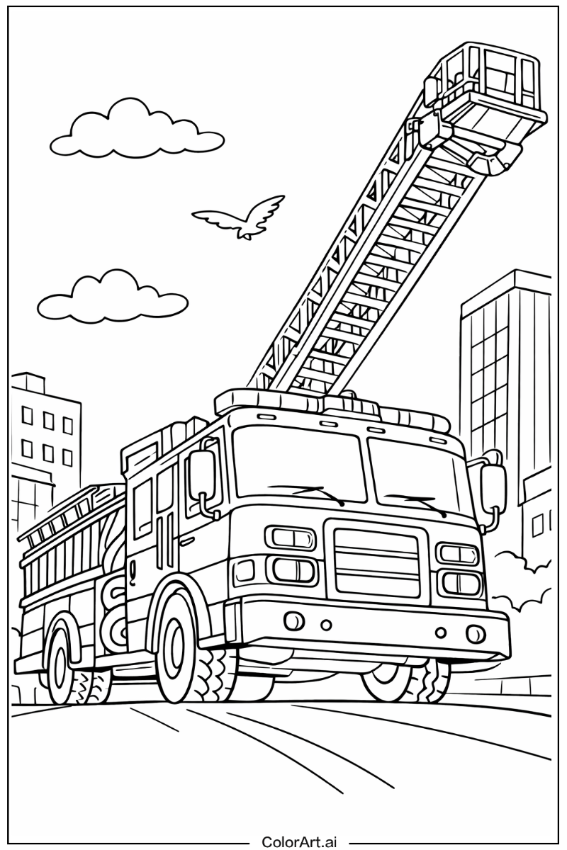 Low angle Fire truck Scene