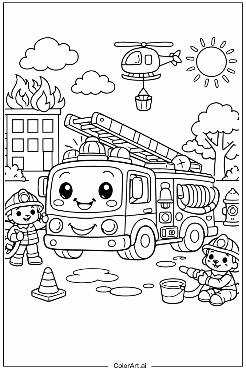 Fire truck with Cute fire truck Theme