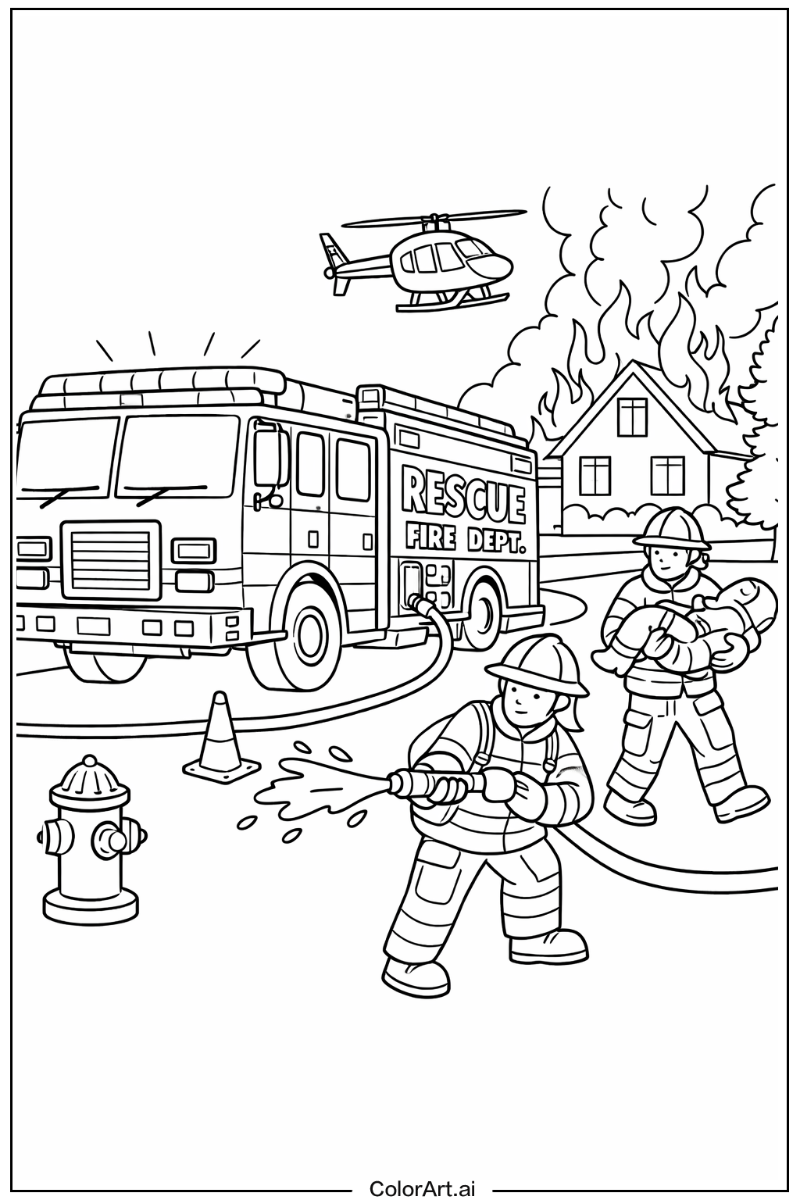 Rescue truck Fire truck Scene