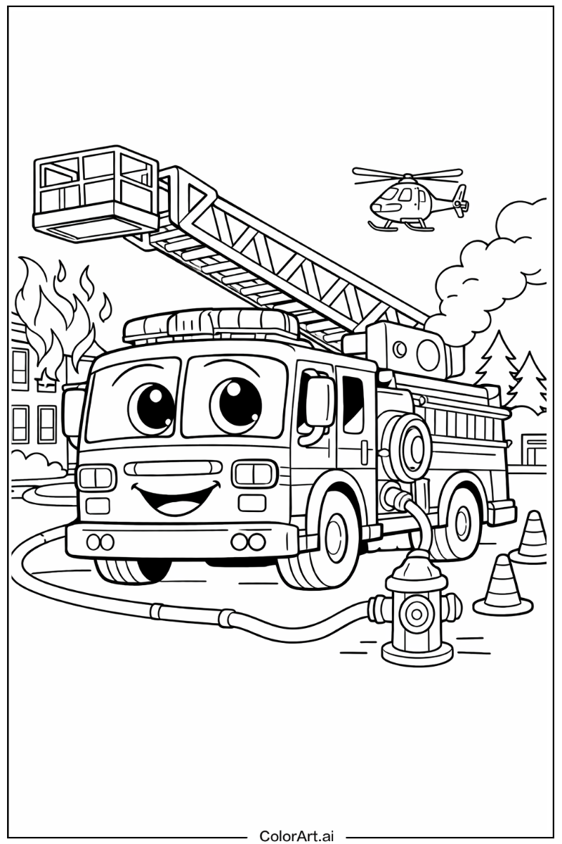 Fire truck with Fire truck with eyes Theme