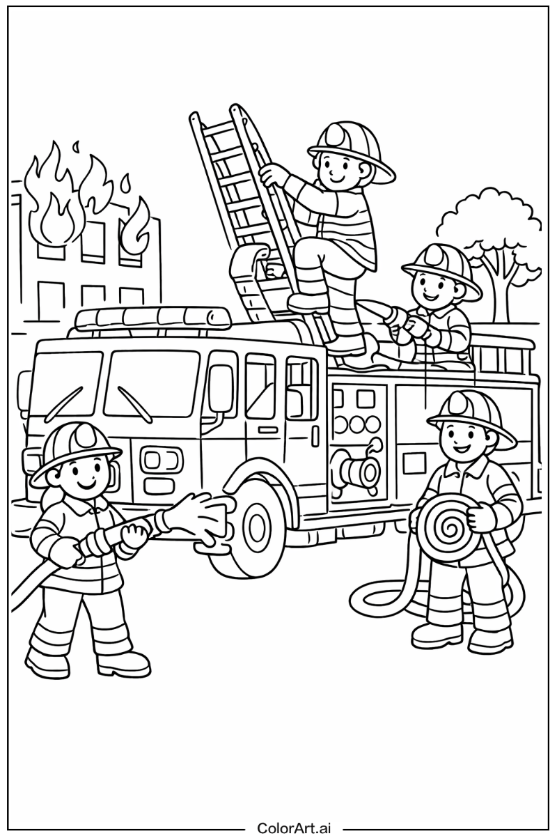 Teamwork Fire truck Scene
