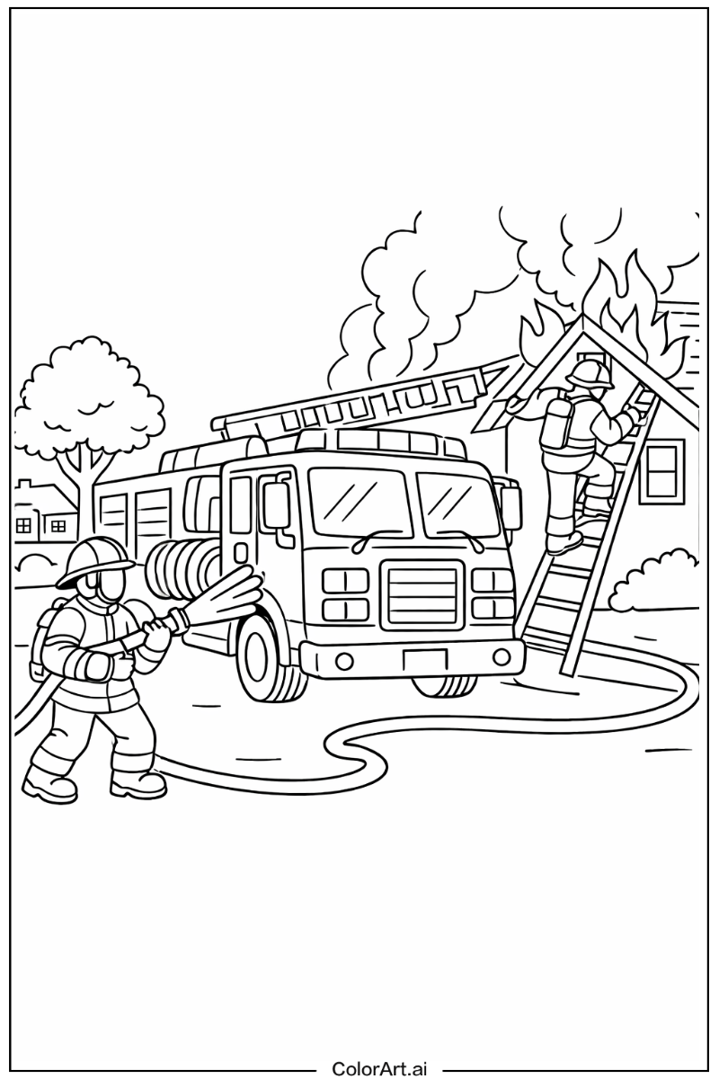 Firefighter truck Fire truck Scene
