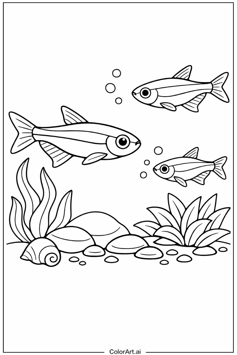Fish with Cardinal tetra Theme