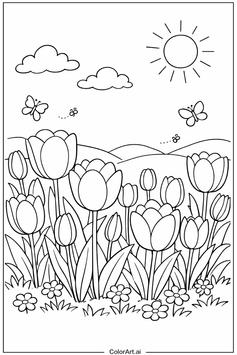 Tulips Floral Scene